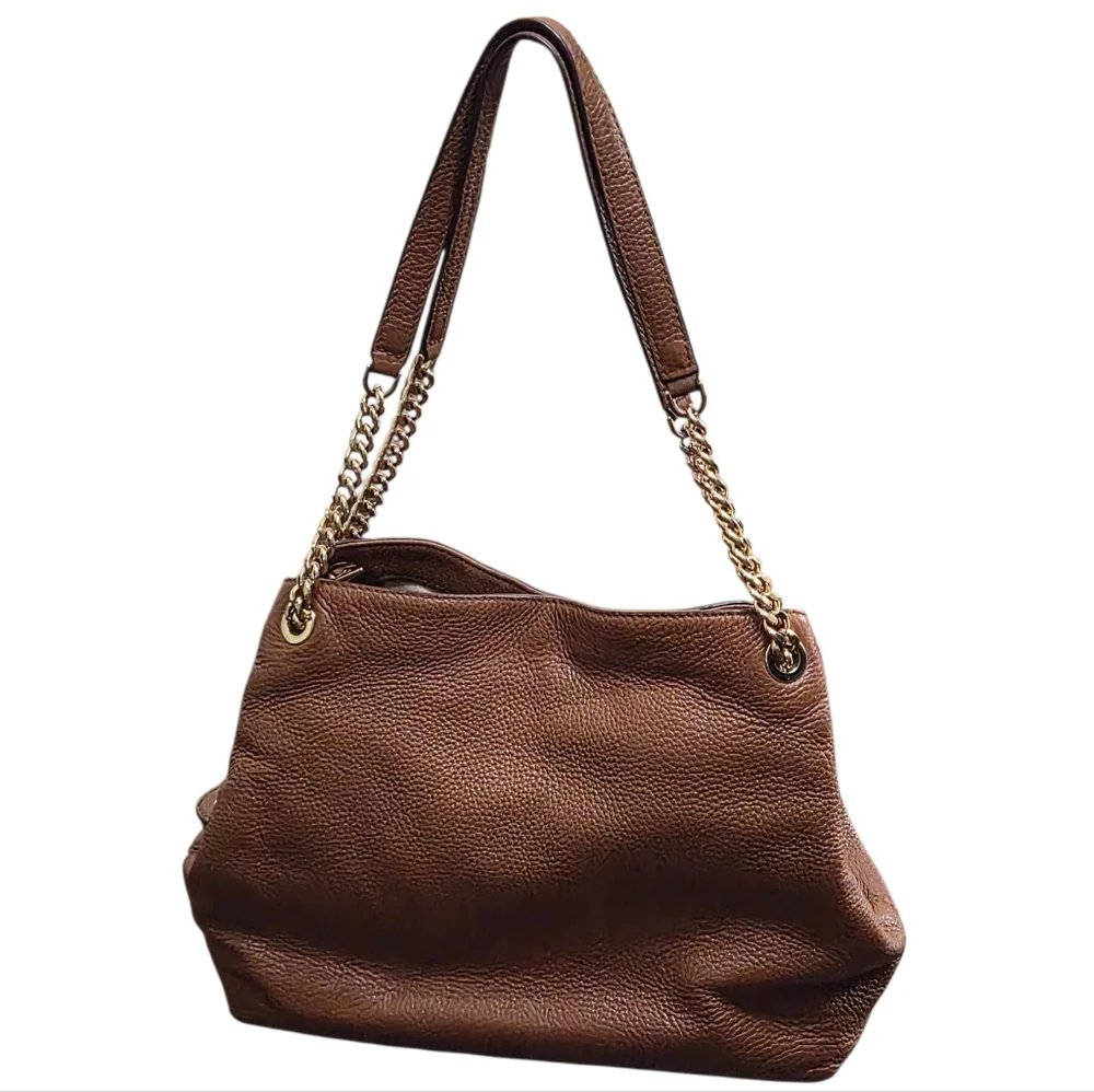 Michael Kors Tan Leather Shoulder Bag with Gold Accents